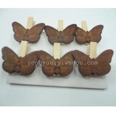Occidentals cute butterfly wooden clip log small clip | photo clip