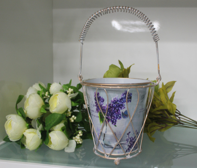 Rich treasure pastoral, wrought iron series, lavender flower barrels 