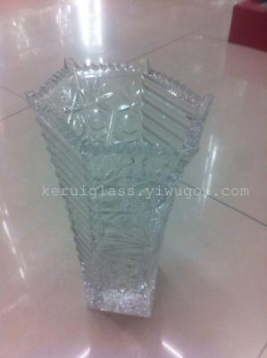 Machine-Pressed Glass Hexagonal Vase