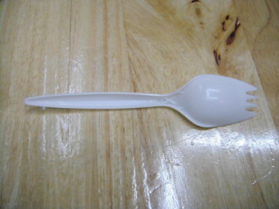 With Spork, Milky White Cup, Plated Fork,, Plastic Spoon