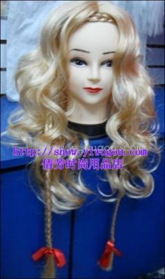 Off white large volumes with two long braids wig