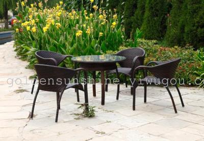 Faux rattan woven rattan leisure furniture outdoor table and Chair set patio furniture Villa Hotel