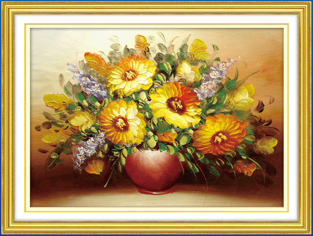 crafts material package wholesale handmade embroidered printed cross stitch golden daisy two 5d0130