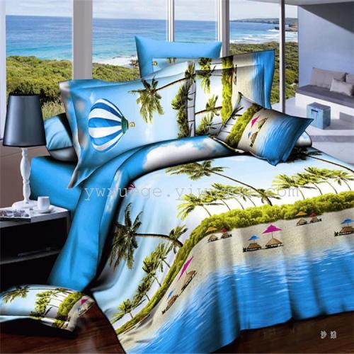 four-piece bedding set export factory direct sales-3d environmentally friendly printing and dyeing polyester fiber fabric feels super good