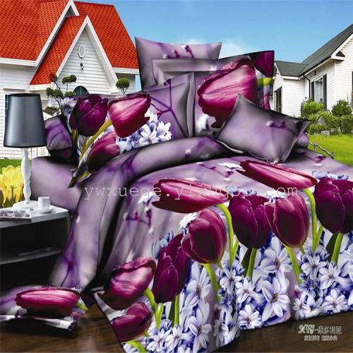 four-piece bed set 3d polyester cotton bedding three-dimensional sense super good factory direct sales --- beautiful scenery