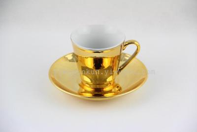 Electroplate 6 cups dish T002 color box ceramic 6 cups dish coffee cup plate 12 gifts