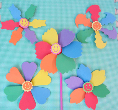 EVA manual DIY windmill made six color beautiful windmill children kindergarten paste production