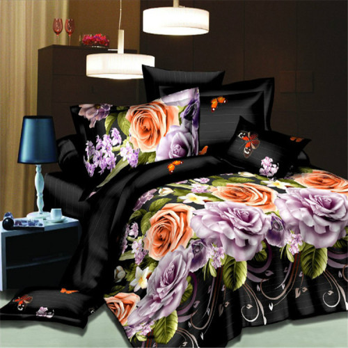 Autumn and Winter New Bedding Four-Piece Polyester Cotton 3D Reactive Printing Bedding Factory Direct Sales --- Butterfly Feifei