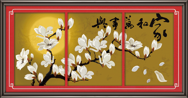 embroidery fabric new cross stitch crafts wholesale handmade harmony at home brings prosperity magnolia 5d0173