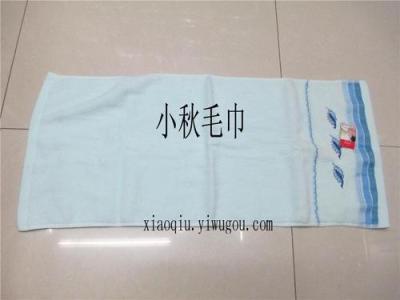 Blue feather embroidered towels