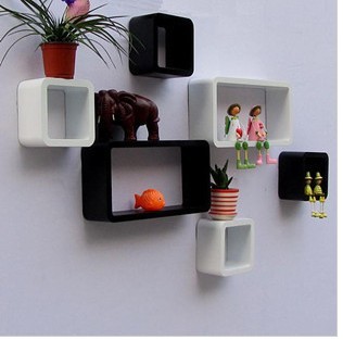 Ikea CD rack long square round corner lattice 6 pieces/creative home furnishing/wall hanging/grid/shelf/shelf.