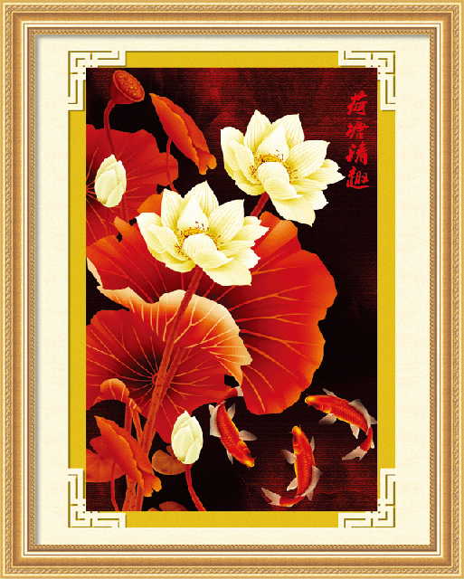 cross stitch material package wholesale handmade embroidery crafts printing lotus pond freshh 5d0176