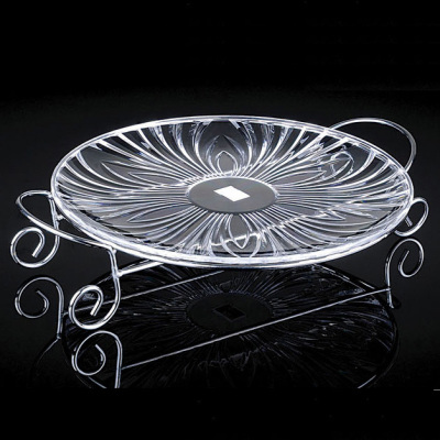 Petal Fruit Plate with Rack Silver Drop-Resistant Fruit Dish Plastic Dried Fruit Tray KT Extra Thick Band Shelf Large Fruit Basin