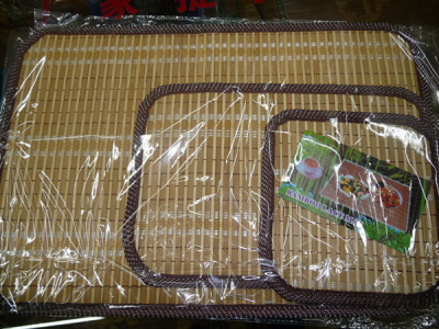 Foreign trade high-grade three-piece bamboo table mat mixed color mixed style bamboo table mat pot pad bamboo bowl pad b