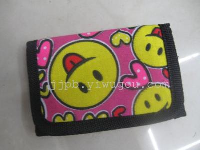 Smiley face pattern canvas wallet with 10 ammonia production.