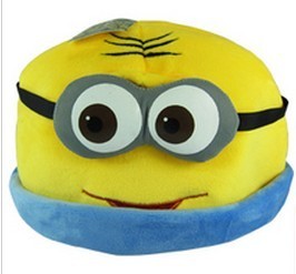 Despicable Me 3D eyes sneaky dad minion yellow bean stuffed toy hat.
