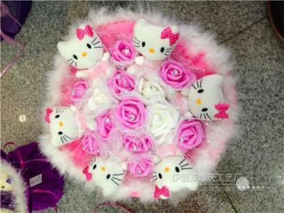 Cartoon bridal bouquets of Valentine gift card Kitty doll bouquet Valentine girl