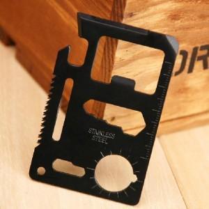 S outdoor multi-function army knife card black metal promotional items tool card (black)
