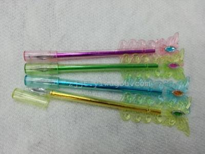 Transparent color ballpoint pen new Korean cute Butterfly Diamond Head gel ink pen