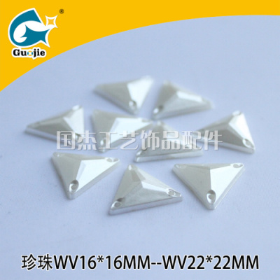 Triangle three - hole imitation pearl ABS electroplating imitation pearl rice white plastic pearl yiwu factory.