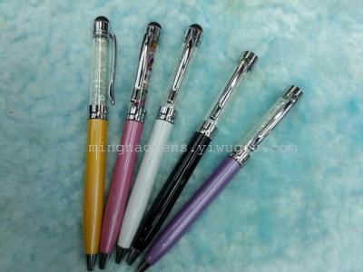 Rhinestone swirled ballpoint pen Metal ballpoint pen Capacitive stylus pen engraved aluminum rod