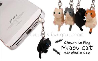 Japan small hanging cat headphone dust plug dust hanging spot for iPhone5 iPhone wholesale