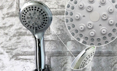 Chromium-plated spray pressurized water-saving showerhead with five functions three-set 15
