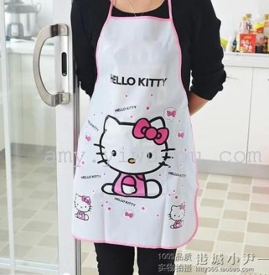Korean adult cute printed PVC waterproof fabric apron home cleaning the kitchen apron