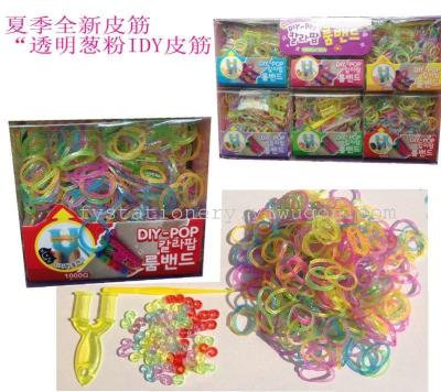 Transparent jelly powder shine band kids rope ring braided bracelet bracelets PVC gift boxed