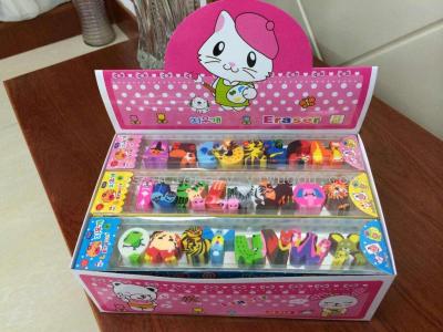 8PC PVC box of letters the eraser animals cartoon multicolor extruded Eraser Korea stationery wholesale factory direct