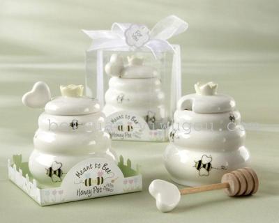 Hot!!! Wedding souvenirs of "Meant to Bee" Ceramic Honey Pot Party favors festive supplies