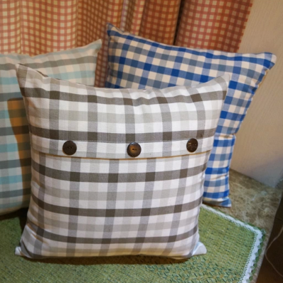 Plaid buttons ikea style cotton pillow cushion sofa back car pillow simple Japanese style