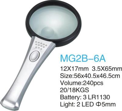 Reading Magnifier 65MM handheld reader with LED lamp silver