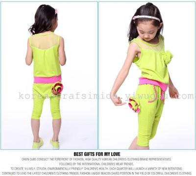 New children's clothing children's wonderful in summer with smecta Korean flower girls suits children leisure sleeveless two-piece