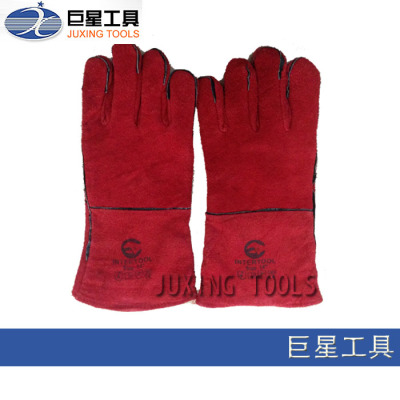 14-inch all-electric welding red Gloves cowhide black lining cloth