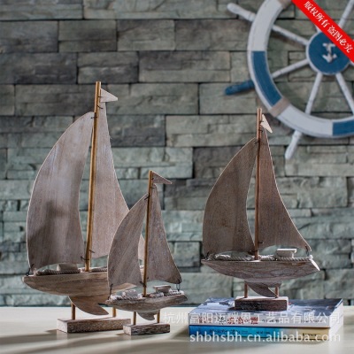 Medium Ship Model Mediterranean-style wooden crafts Home glades Single Sailboat MA04321