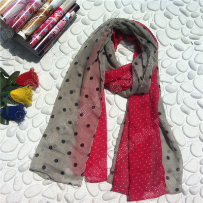 Bali fashion yarn scarf shawl size polka dot gray-and-Red
