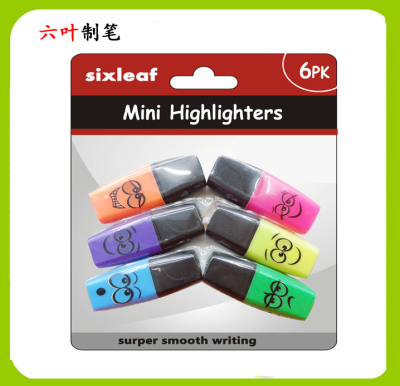 6PK MINI HIGHLIGHTERS, fluorescent pen , stationary set