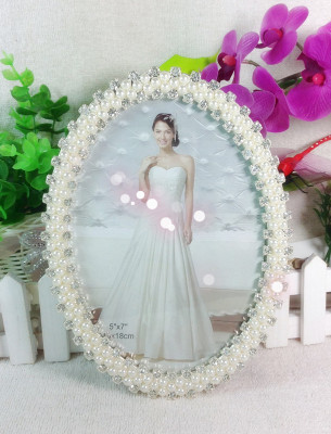 8-Inch Oval Pearl Metal Photo Frame Alloy Photo Frame Photo Frame