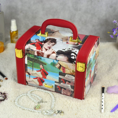 Audrey Hepburn patterned leather jewelry storage box jewelry box multicolor married holiday gifts can be selected