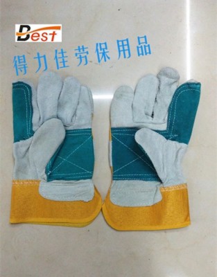 All Year round Spot Stripes Fabric Gatto Cowhide Gloves Thickened Arc-Welder's Gloves Labor Protection Gloves
