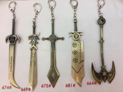 Factory direct anime weapon key ring LOL League of legends surrounding the knife model toy ornaments