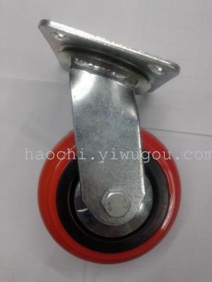 6-Inch Red Pu Universal Casters Heavy-Duty Casters