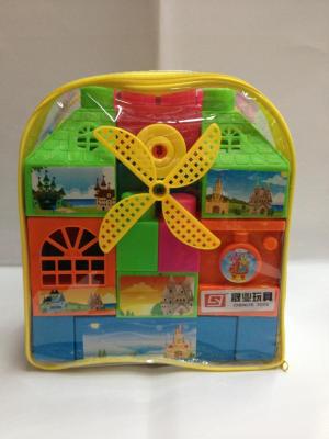 Sheng industry educational windmill Castle green plastic building blocks 3C certified authentic