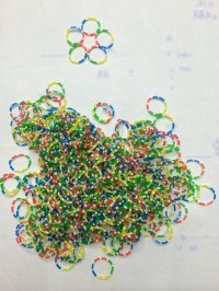 Transparent, colored rubber bands