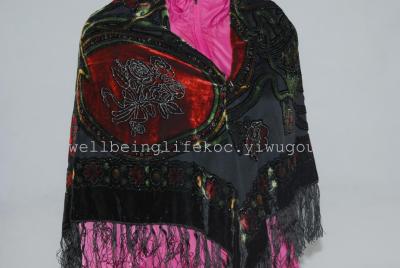 Spot silver watermelon shower silk velvet shawl scarf 105X105CM.