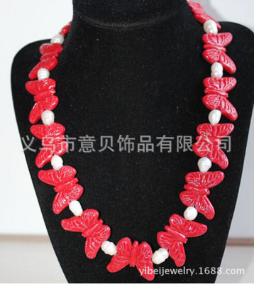Coral coral natural Pearl Butterfly Necklace necklaces wholesale factory direct