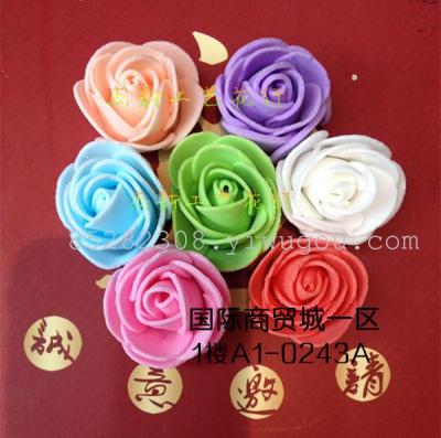 Artificial flower PE foam leather monochrome small rose flower handmade wreath ball-flower hair clip brooch fittings