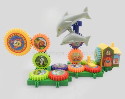 Cartoon gear building block model set toy for children