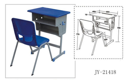 Single plastic steel desk and chair backrest teaching and training desk and chair